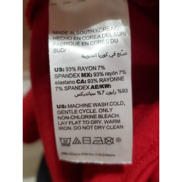 Chico's Women Red Solid Rayon Round Neck Long Casual Sleeve Top Shirt Size Large - Picture 8 of 9